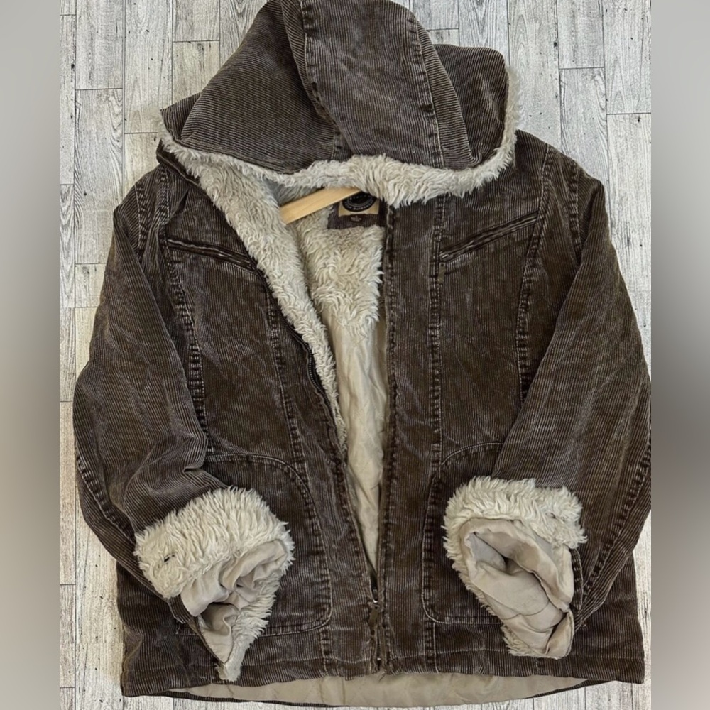 Y2K Corduroy Faux Fur Jacket